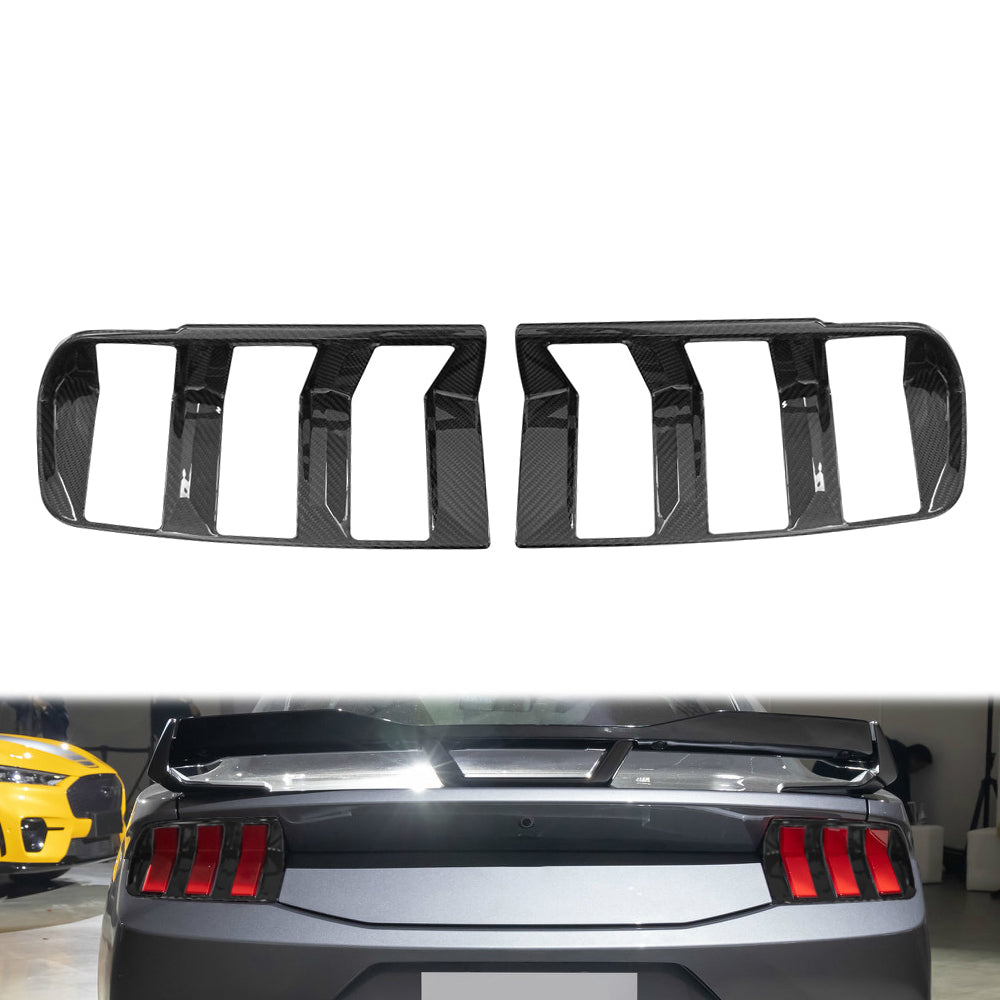 For Ford Mustang 2024-up Real Dry Carbon Fiber Rear Taillight Lamp Cover